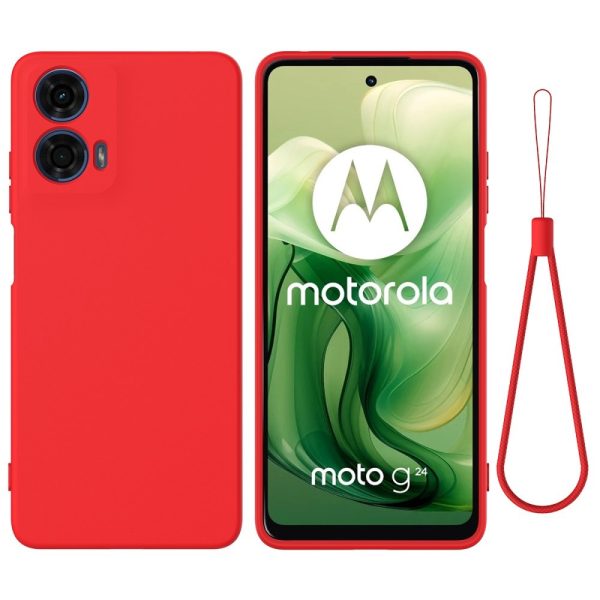 Motorola Moto G04   G24   G24 Power Liquid Silikone Cover m. Strop - Rød Discount