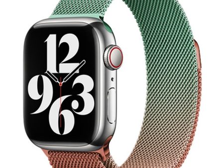 Apple Watch (38 40 SE 41 42mm) Gradient Magnetisk Stål Rem - Orange   Grøn Online