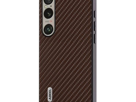 Sony Xperia 1 VI Carbon Fiber Læderbetrukket Cover - Brun Online Hot Sale