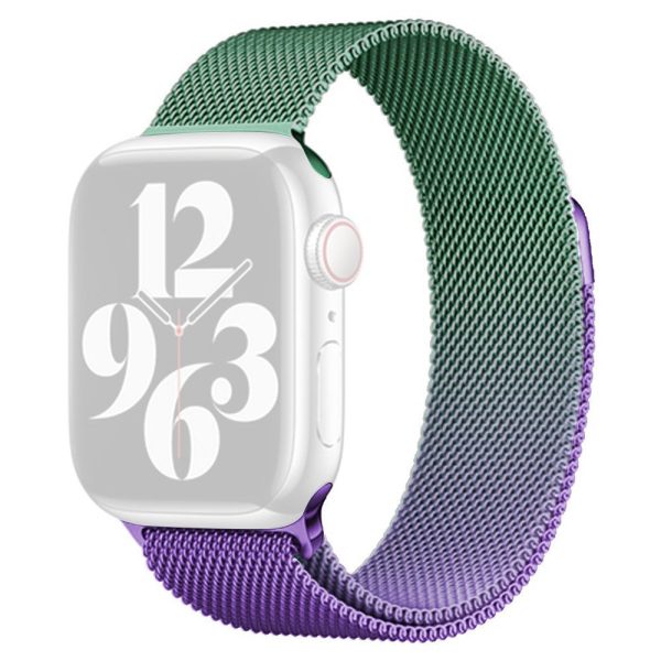 Apple Watch (38 40 SE 41 42mm) Gradient Magnetisk Stål Rem - Lilla   Grøn Hot on Sale