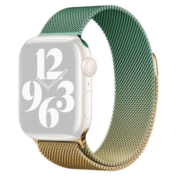 Apple Watch (38 40 SE 41 42mm) Gradient Magnetisk Stål Rem - Guld   Grøn Supply