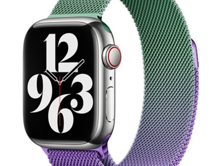 Apple Watch (38 40 SE 41 42mm) Gradient Magnetisk Stål Rem - Lilla   Grøn Hot on Sale