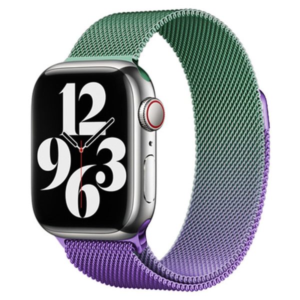 Apple Watch (38 40 SE 41 42mm) Gradient Magnetisk Stål Rem - Lilla   Grøn Hot on Sale