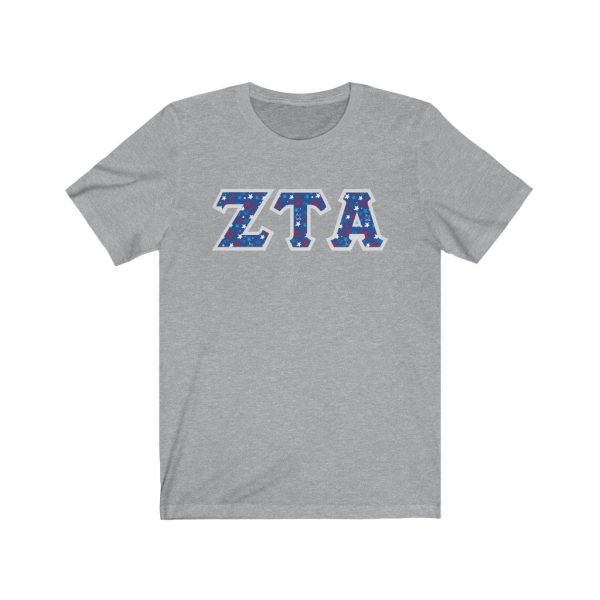 Zeta Tau Alpha Printed Letters | USA Stars T-Shirt Online now