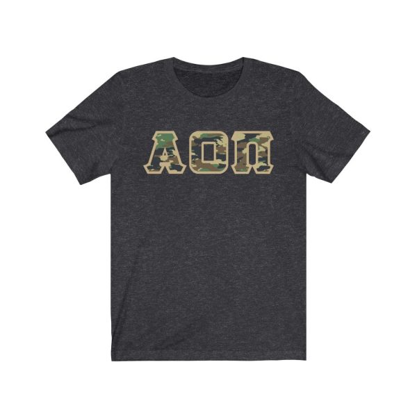 Alpha Omicron Pi Printed Letters | Camouflage T-Shirt For Sale