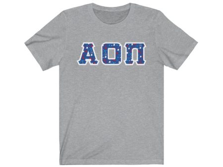 Alpha Omicron Pi Printed Letters | American Stars T-Shirt Cheap