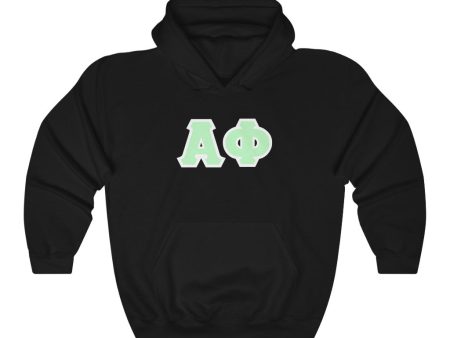 Alpha Phi Printed Letters | Mint with White Border Hoodie on Sale