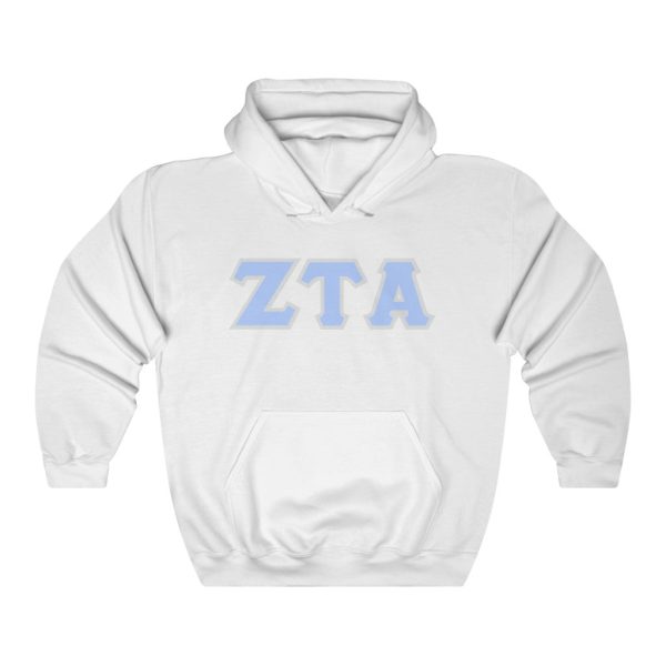 ZTA Printed Letters | Pastel Blue with Grey Border Hoodie For Cheap