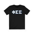 Phi Sigma Sigma Printed Letters | Dark Blue & White Border T-Shirt Online