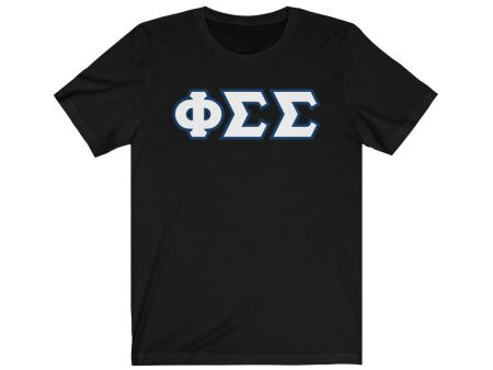 Phi Sigma Sigma Printed Letters | Dark Blue & White Border T-Shirt Online