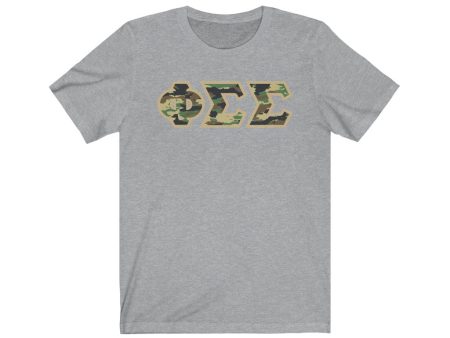 Phi Sigma Sigma Printed Letters | Camouflage T-Shirt Fashion