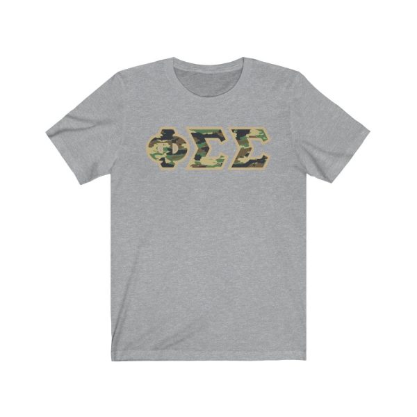 Phi Sigma Sigma Printed Letters | Camouflage T-Shirt Fashion