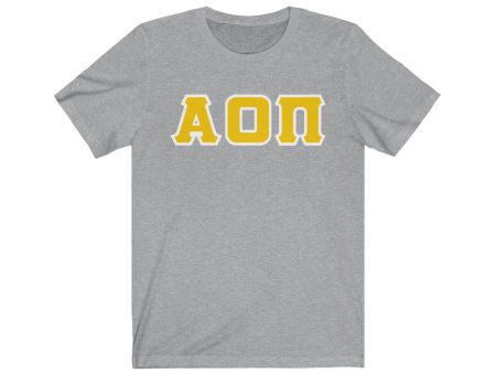 Alpha Omicron Pi Printed Letters | Yellow with White Border T-Shirt Supply