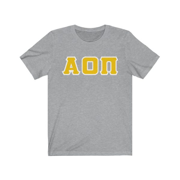 Alpha Omicron Pi Printed Letters | Yellow with White Border T-Shirt Supply