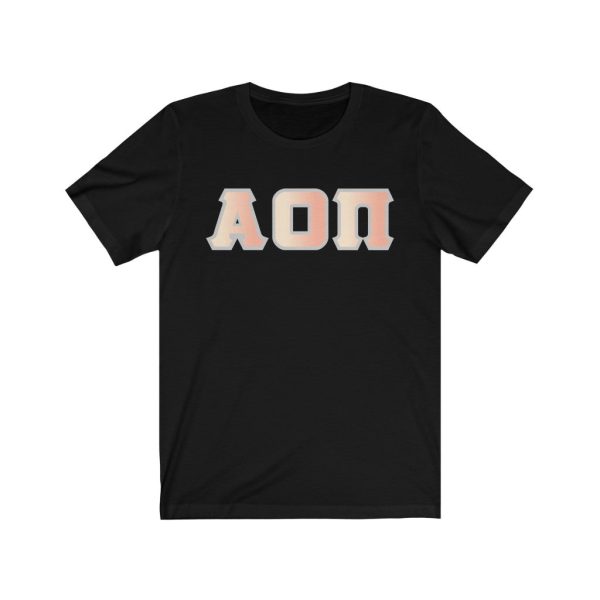 Alpha Omicron Pi Printed Letters | Peach Sunrise T-Shirt Cheap