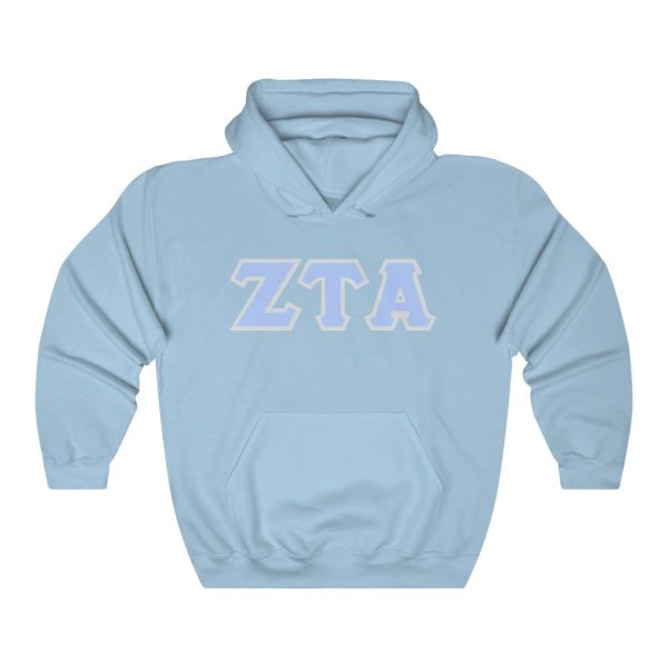 ZTA Printed Letters | Pastel Blue with Grey Border Hoodie For Cheap