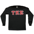 Tau Kappa Epsilon Stitched Letter Long Sleeve | Black | Red with White Border on Sale