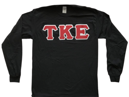 Tau Kappa Epsilon Stitched Letter Long Sleeve | Black | Red with White Border on Sale