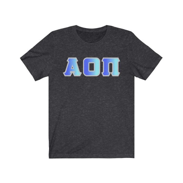 Alpha Omicron Pi Printed Letters | Oceans with Grey Border T-Shirt Online Hot Sale