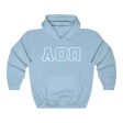 Alpha Omicron Pi Printed Letters | Light Blue & White Border Hoodie Online now