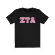 Zeta Tau Alpha Printed Letters | Bubble Gum T-Shirt Online now