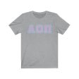 Alpha Omicron Pi Printed Letters | Lavender with L Blue Border T-Shirt Hot on Sale