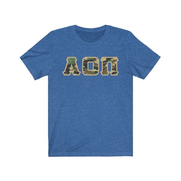 Alpha Omicron Pi Printed Letters | Camouflage T-Shirt For Sale