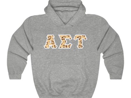 Alpha Sigma Tau Printed Letters | Leopard Print Hoodie Cheap