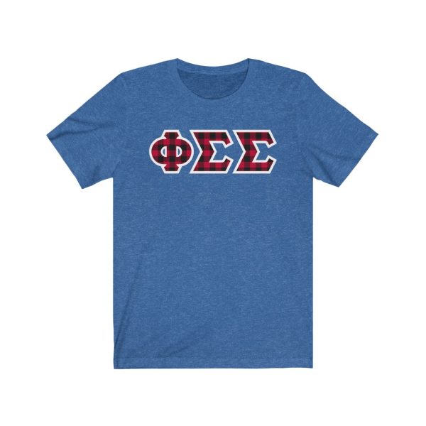 Phi Sigma Sigma Printed Letters | Buffalo Plaid T-Shirt Online Hot Sale