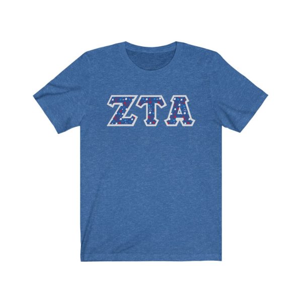 Zeta Tau Alpha Printed Letters | USA Stars T-Shirt Online now