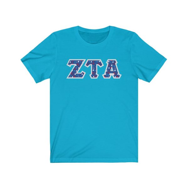 Zeta Tau Alpha Printed Letters | USA Stars T-Shirt Online now