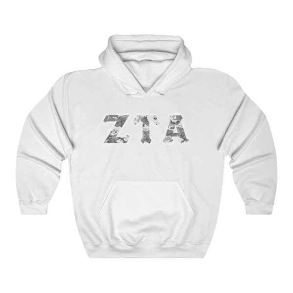 ZTA Printed Letters | Winter Camo Hoodie on Sale