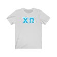 Chi Omega Printed Letters | Cyan with White Border T-Shirt Online now