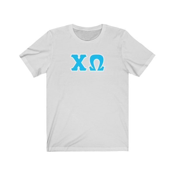 Chi Omega Printed Letters | Cyan with White Border T-Shirt Online now