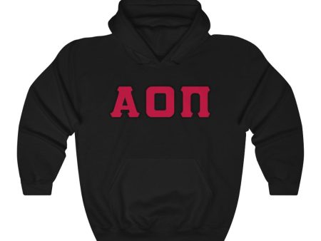 Alpha Omicron Pi Printed Letters | Cardinal with Black Border Hoodie Online