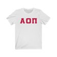 Alpha Omicron Pi Printed Letters | Cardinal with White Border T-Shirt Discount