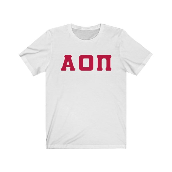 Alpha Omicron Pi Printed Letters | Cardinal with White Border T-Shirt Discount