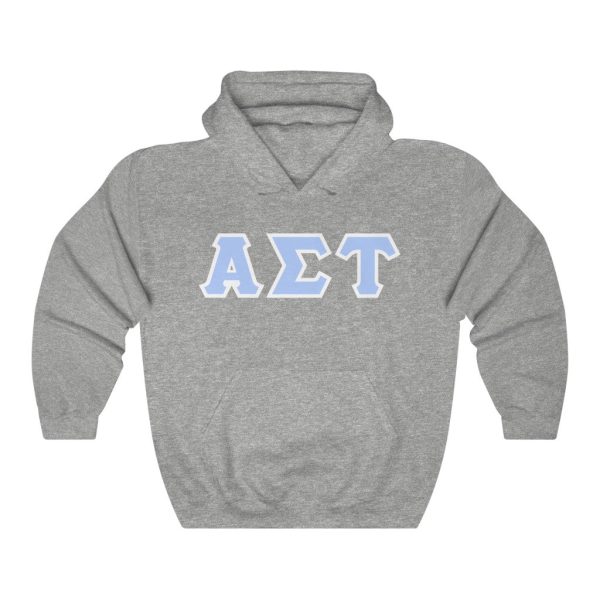 AST Printed Letters | Light Blue with White Border Hoodie Online