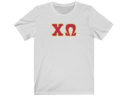 Chi Omega Print Letters | Cardinal & Straw Border T-Shirt Online now