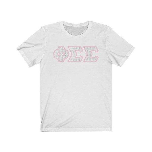 Phi Sig Printed Letters |Marble with Pink Border T-Shirt Hot on Sale