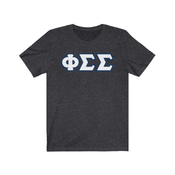 Phi Sigma Sigma Printed Letters | Dark Blue & White Border T-Shirt Online