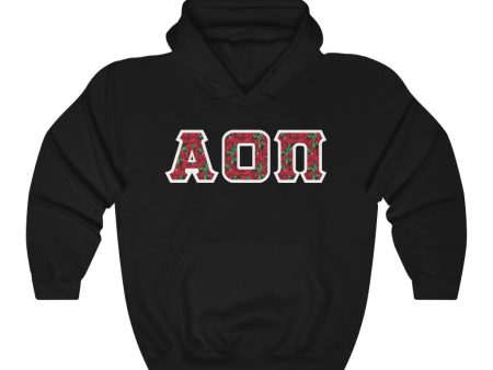 Alpha Omicron Pi Printed Letters | Roses Hoodie Online Hot Sale