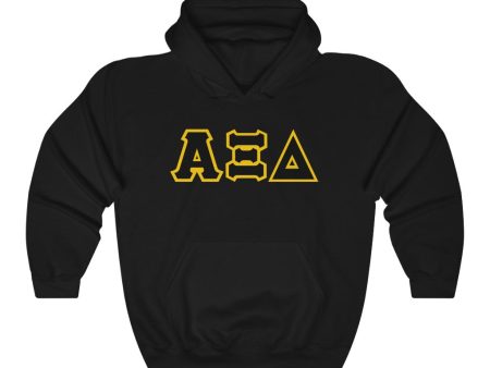 AXiD Print Letters | Black with Quill Gold Border Hoodie Hot on Sale