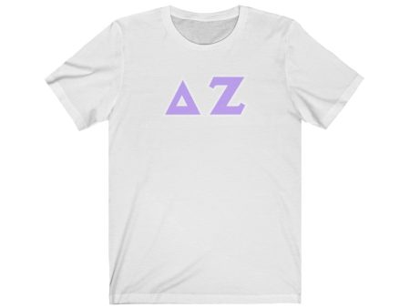 Delta Zeta Printed Letters | Violet & White Border T-Shirt Online Sale