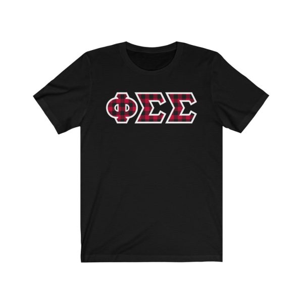 Phi Sigma Sigma Printed Letters | Buffalo Plaid T-Shirt Online Hot Sale