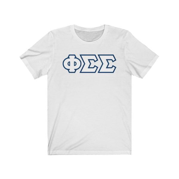 Phi Sigma Sigma Printed Letters | Dark Blue & White Border T-Shirt Online