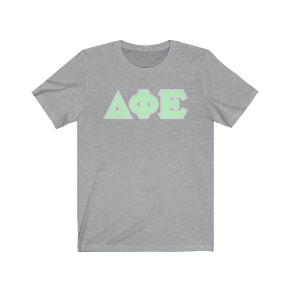 Delta Phi Epsilon Printed Letters | Mint with Grey Border T-Shirt Online Sale