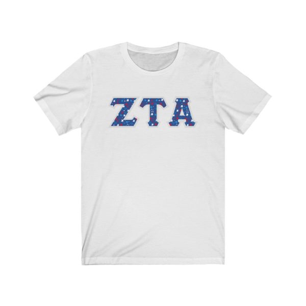 Zeta Tau Alpha Printed Letters | USA Stars T-Shirt Online now