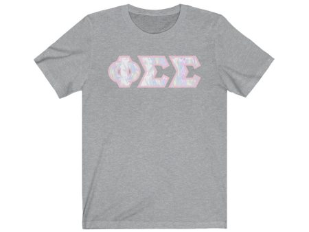 Phi Sigma Sigma Printed Letters | Pastel Tie-Dye T-Shirt Online now