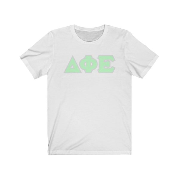 Delta Phi Epsilon Printed Letters | Mint with Grey Border T-Shirt Online Sale